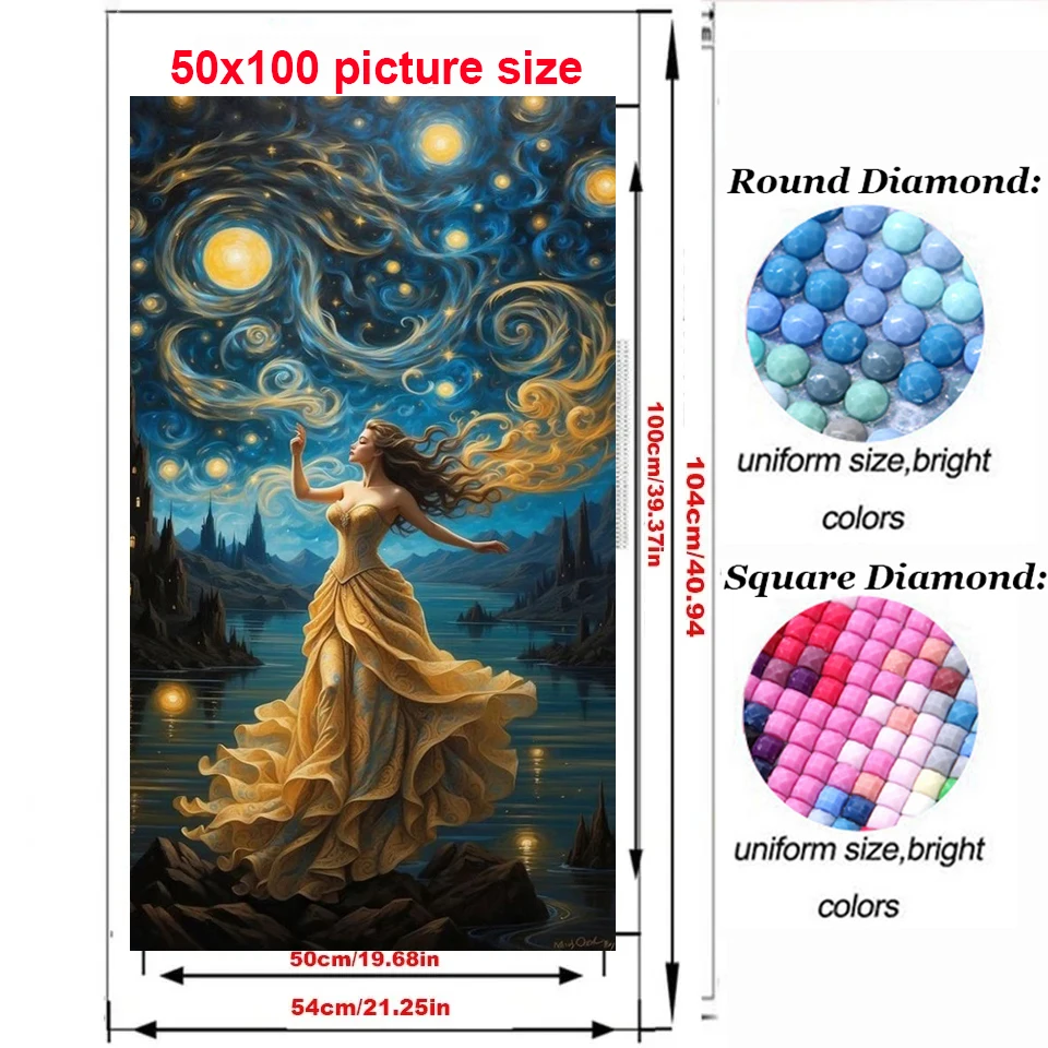 Woman Dancing Under the Starry Sky DIY Diamond Painting New 2024 Jewelry Cross Stitch Mosaic Diamond Embroidery Art Home Decor