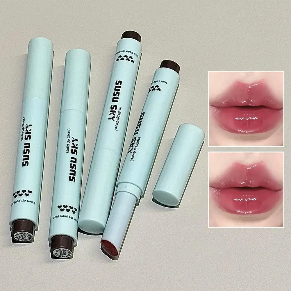 4 Colors Solid Lip Gloss Stick Non-Sticky Glass Shine Tint Light Lipstick Hydrating Natural Look Lip Balm Makeup Water R7O4