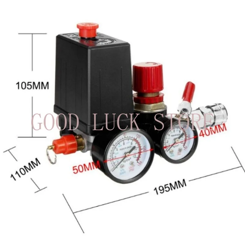 120PSI Air Compressor Pressure Switch Control Valve Manifold Regulator Gauges