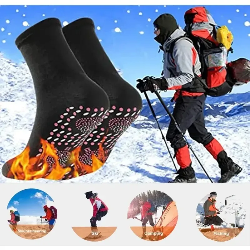 Winter Thermal Tourmaline Energy Socks Self Heating Massage Mid Calf Socks for Men and Women Breathable Anti Slip Warm