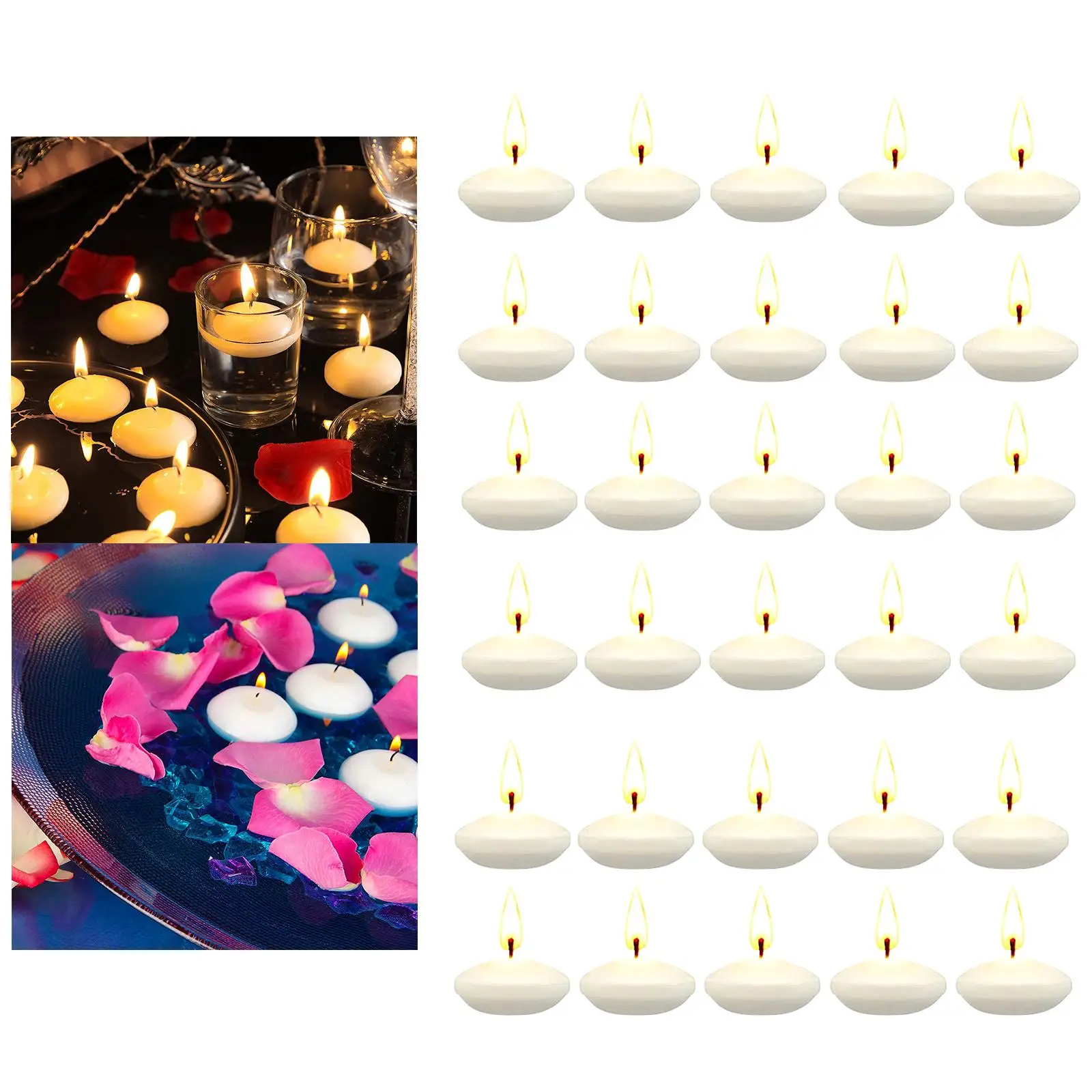 30Pcs Flameless Floating Candles Decorative Small Romantic Party Supplies for Festival Celebration Birthday Dating Events