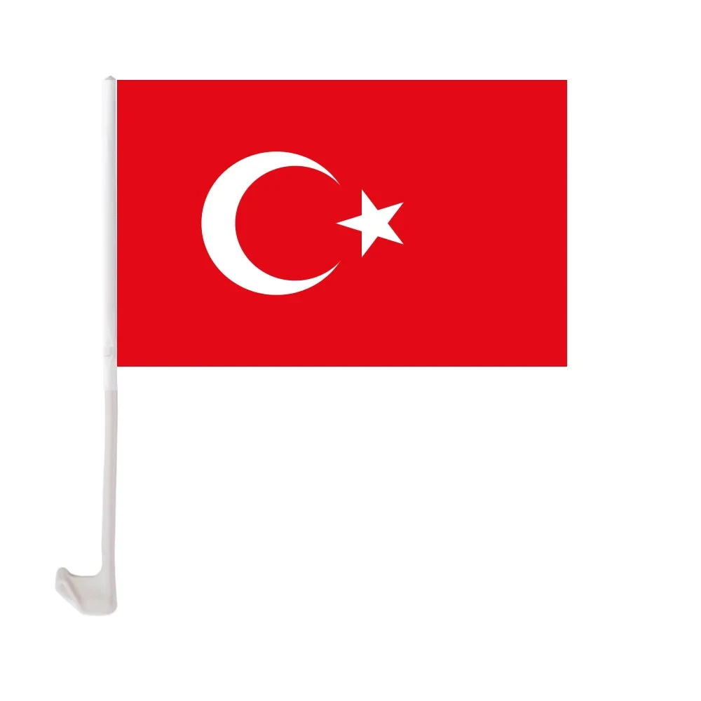 Aerxemrbrae 30x45cm Turkey Car Flag Türkiye Car Hanging Decoration Flag 12x18 inch with Plastic Flagpole