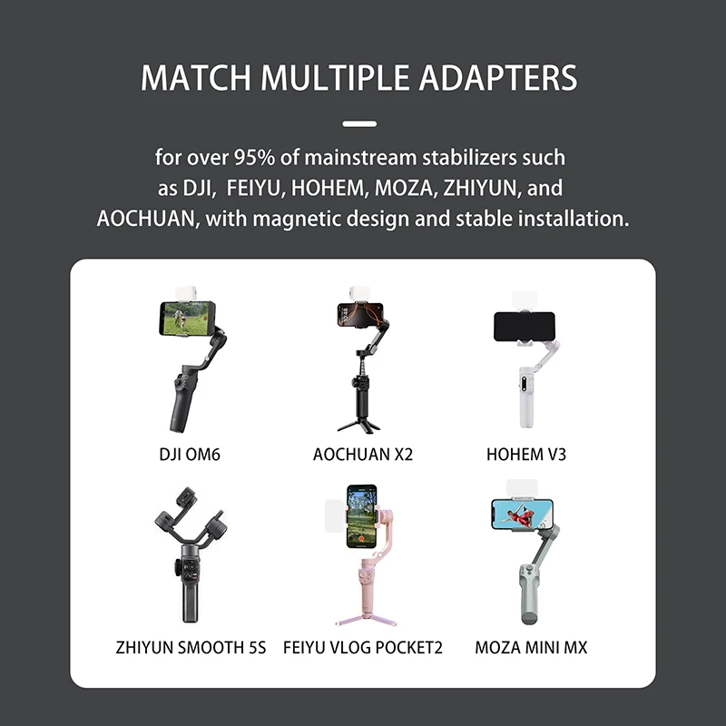 ل DJI OM 4/5/6/7/7P Osmo Mobile 3/Zhiyun SMOOTH 4/5 Feiyu Vimble 3 يده مثبت أفقي المغناطيسي LED ملء في مجموعة الإضاءة