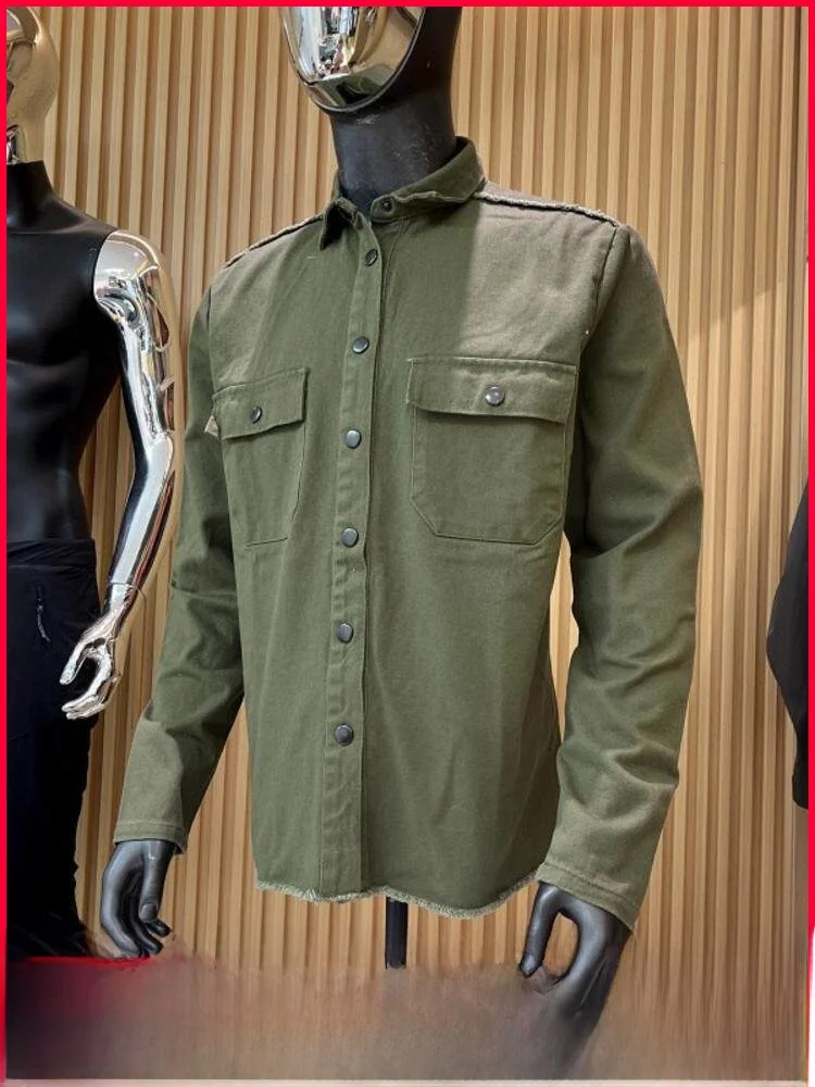 

South American ! Vintage Cotton Workwear Shirt Style Jacket Men's Casual Turn-down Collar Coat Spring Autumn Seasonal
