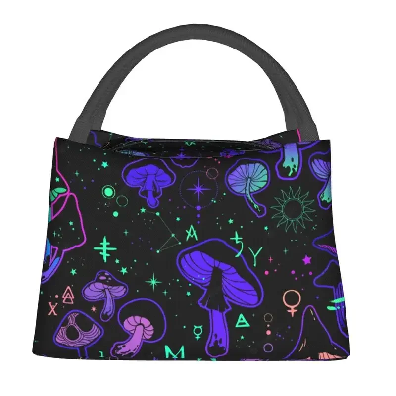 Custom Psychedelic Magic Mushrooms Boho Lunch Bag Men Women Cooler Warm Insulated Lunch Boxes Picnic Camping Work Travel