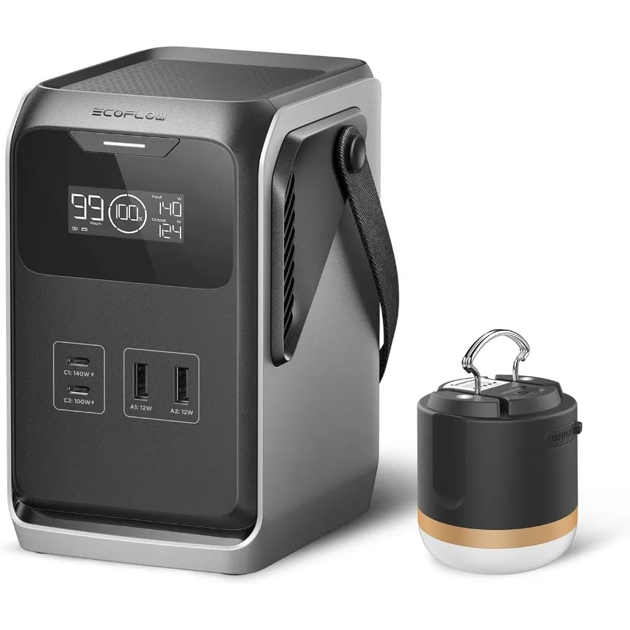 

Портативная электростанция постоянного тока TRAIL 200 с лампой для кемпинга, аккумулятор LiFePO4, 192 Вт, выход постоянного тока, компактный блок питания для кемпинга, путешествий