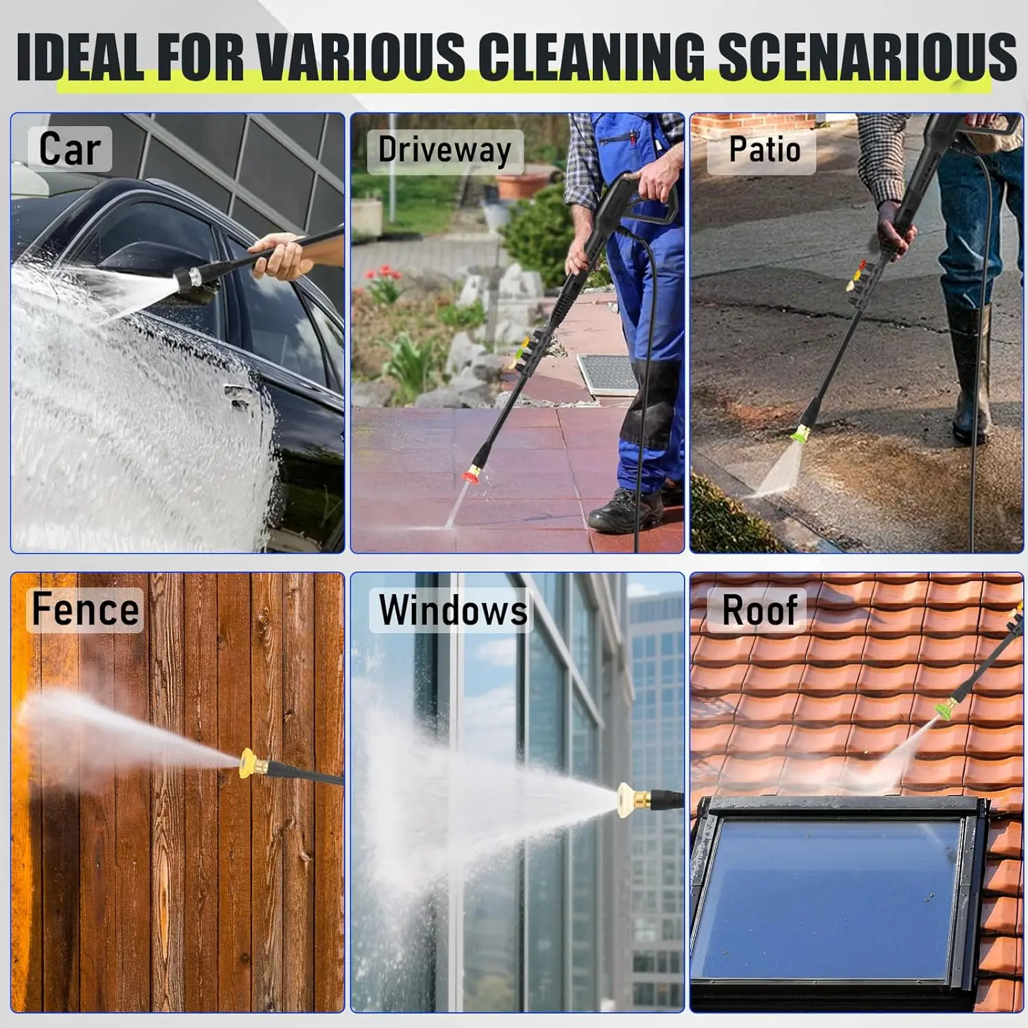 Multifunctionele elektrische hogedrukreiniger 2,5 GPM 4 snelkoppelingsproeiers Wassen Draagbare wasmachine voor tuinopruimen/auto
