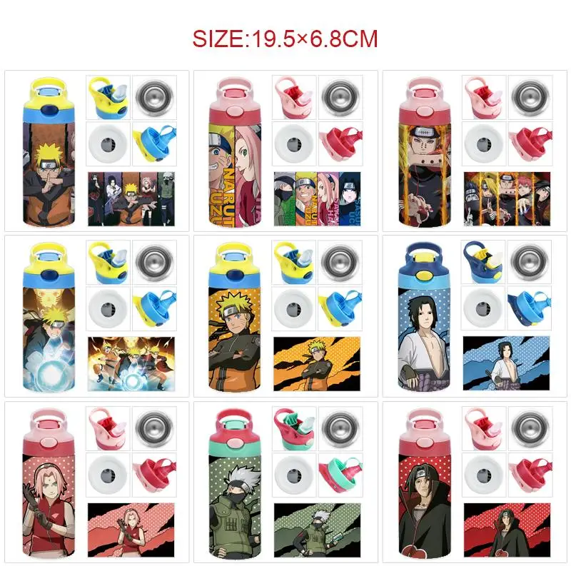 New Anime Naruto Sasuke Naruto Thermos Diy Kawaii Large Capacity Stainless Steel Straw Direct Drinking Cup Holiday Gifts