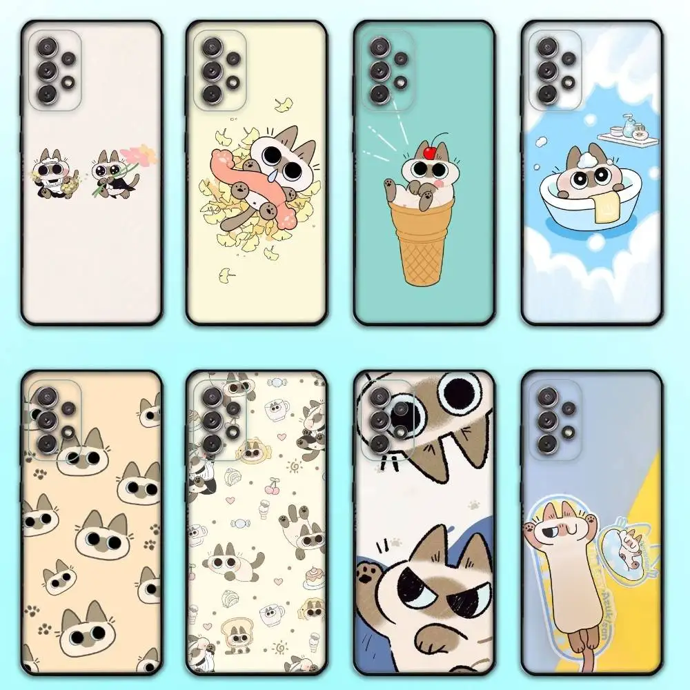 

A-Azukisan Cat Cute Phone Case For Samsung S25,S24,S21,S22,S23,S30,Ultra,S20,Plus,Fe,Lite,Note,10,9,5G Black Cover