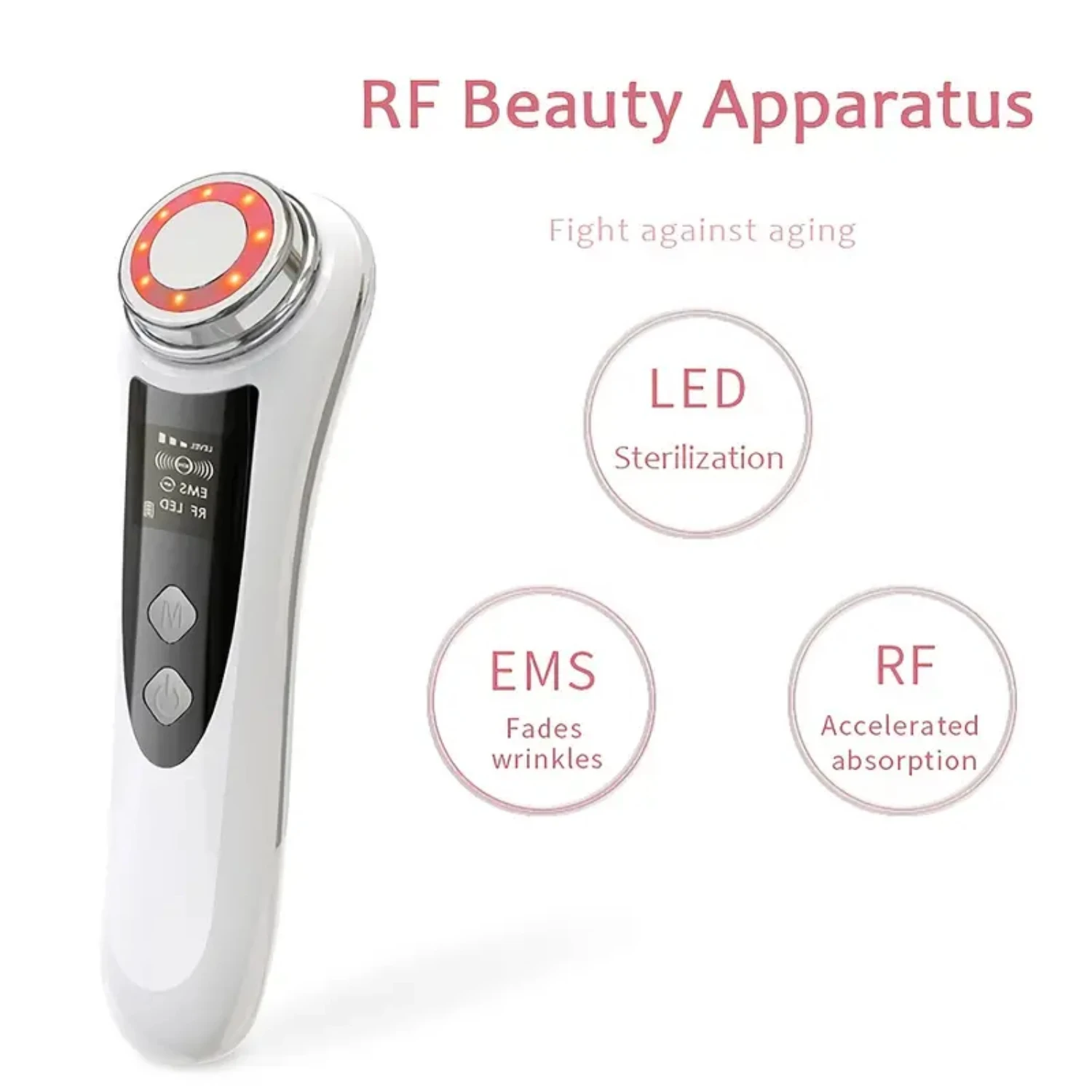 Advanced Powerful Anti-Aging RF Radio Frequency EMS LED Light Skin Therapy Wand - Lifts, Tightens, Smooths, Firms, Fades Wrinkle