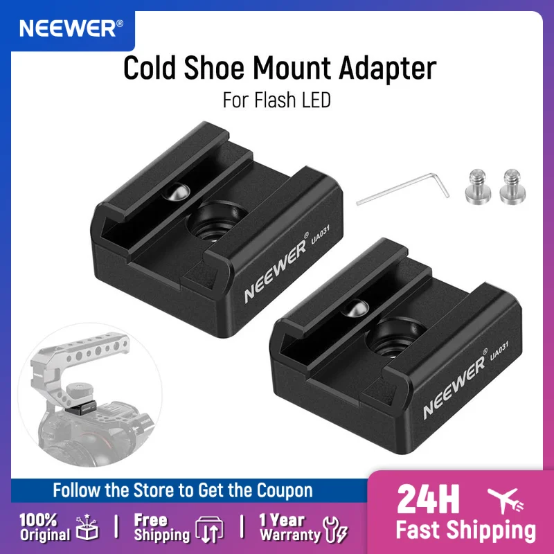 

NEEWER Cold Shoe Mount Adapter with 1/4" Screws for Flash LED Light Monitor Microphone for SmallRig Cage Top Handles