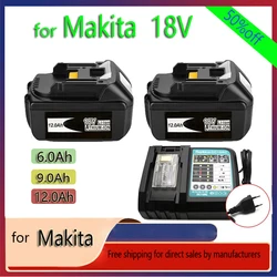 100% for Makita 6Ah/9Ah/12Ah for Makita 18V Battery BL1830B BL1850B BL1850 BL1840 BL1860 BL1815 Replacement Lithium Battery