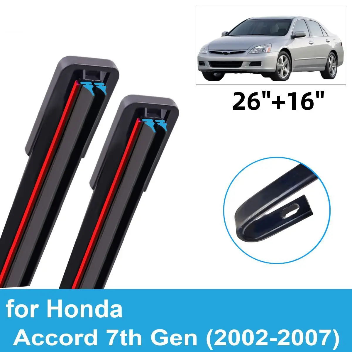 

2PCS Car Wiper Blades for 2002-2007 Honda Accord 7th Gen Front Windscreen Windshield Double Rubber Car Accessories 2006 2007