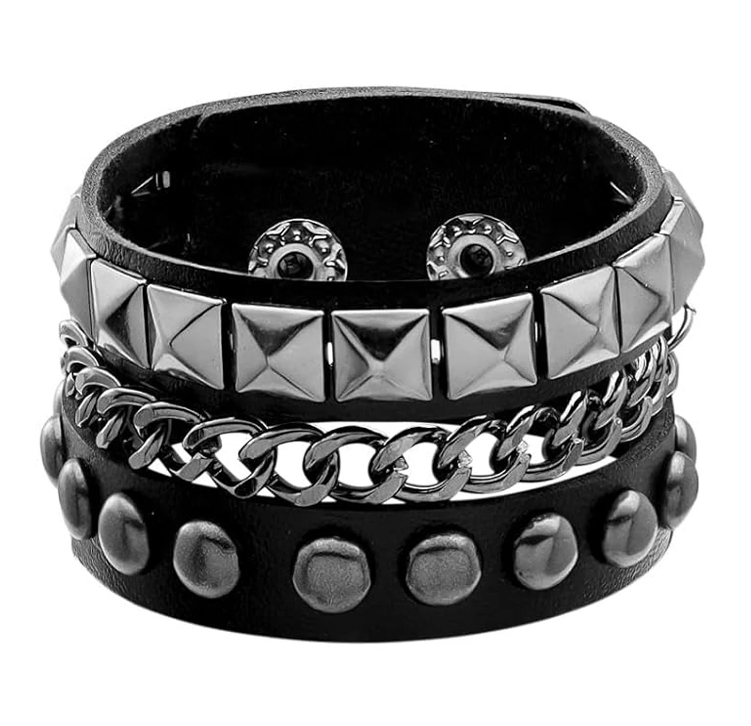 Layered Star Goth Necklace & Emo Studded Bracelets Set, Unisex