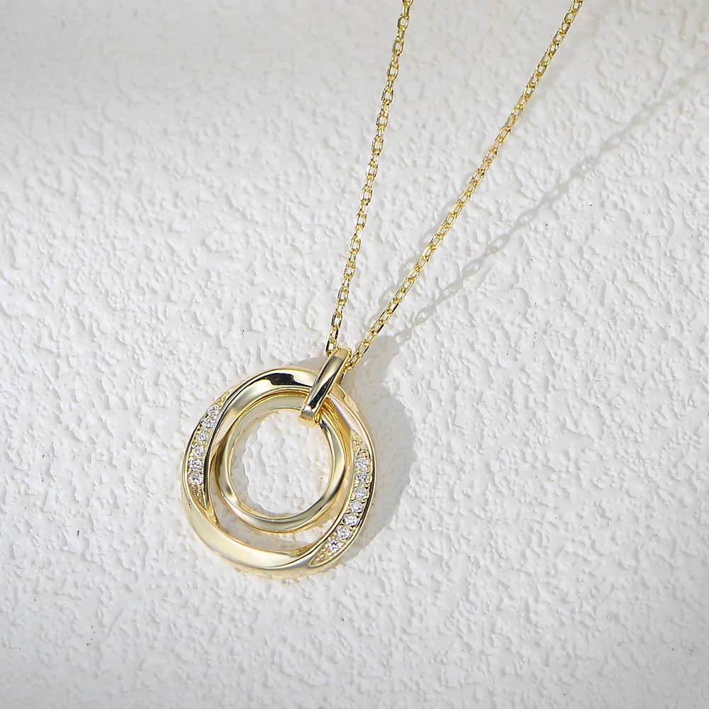 

Withered S925 Pure Silver Diamond Studded Necklace With Women's Minimalist Style Design Double Ring Circle Collarbone Chain
