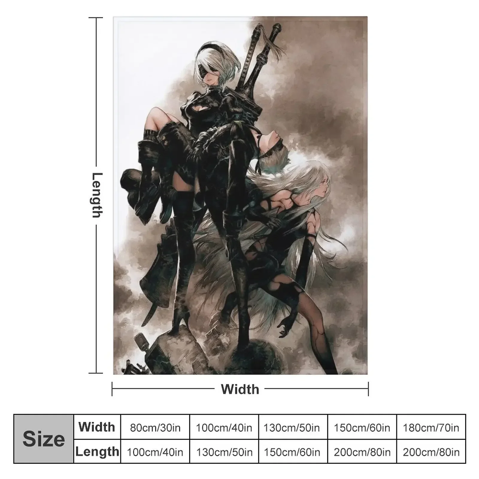 Nier Automata 9S A2 2B Throw Blanket Large Decoratives Personalized Gift Blankets