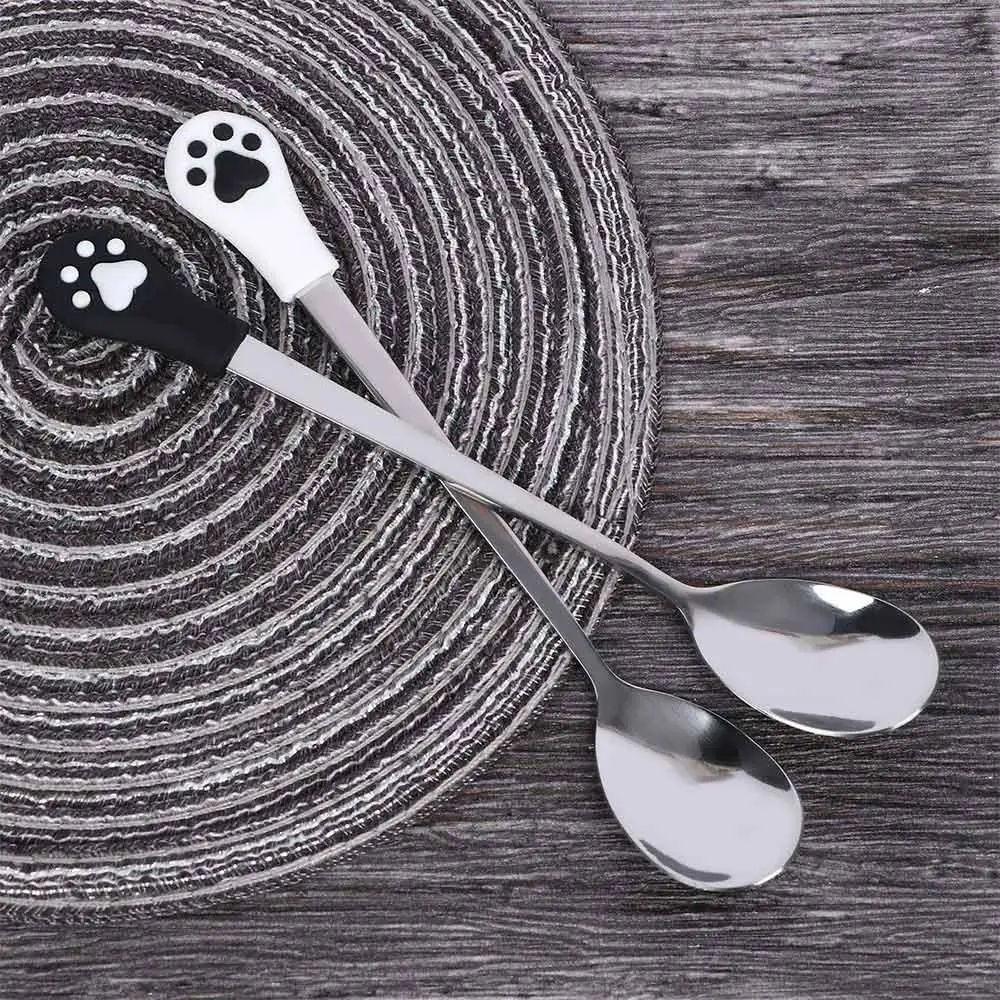 1 Pcs Stainless Steel Cute Cat Claw Coffee Spoons Fruit Dessert Spoon Candy Tea Spoon Cat Drink Tableware Kitchen Supplies