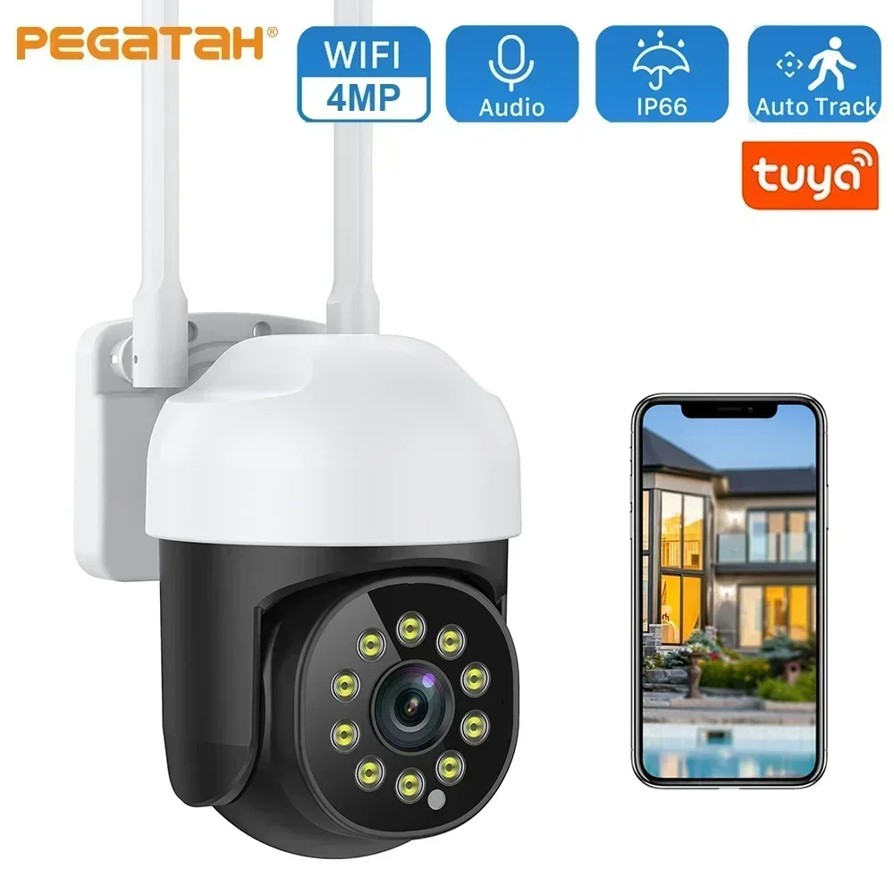 2K Tuya WIFI Outdoor Camera 4x Zoom Surveillance Cameras with 2-Way Audio IP Camera For Smart Home Security Protection