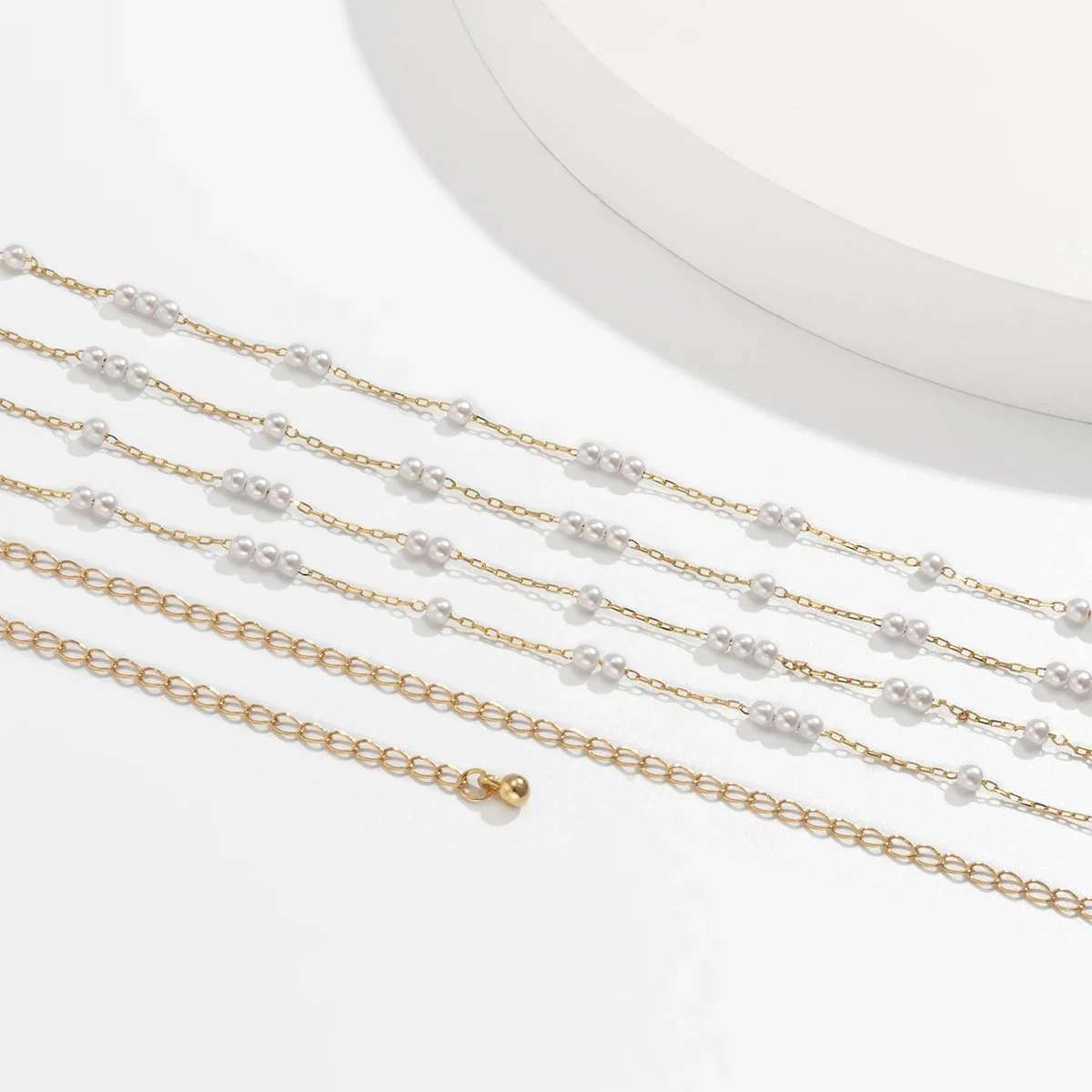 لطيف Kpop بوهو محاكاة اللؤلؤ رقيقة حزام الخصر الخرز سلسلة الجينز حساسة مجوهرات للجسم النساء تسخير الأزياء الزينة الطبيعية #4