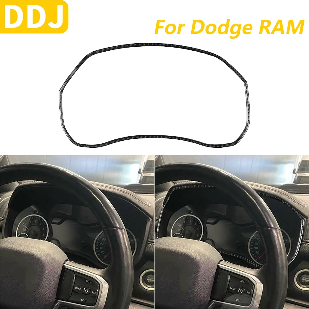 For Dodge RAM 1500 2500 3500 2019-2023 Real Carbon Fiber Dashboard Speedometer Surround Panel Cover Trim Car Accessories Sticker