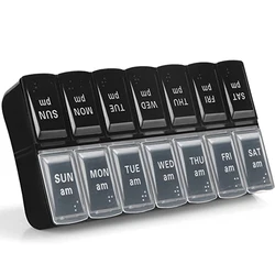 7 Day Pill Organizer Large Weekly AM PM 2 Times a Day Pill Box Day Night Double Row Medicine Organizer Pill Case