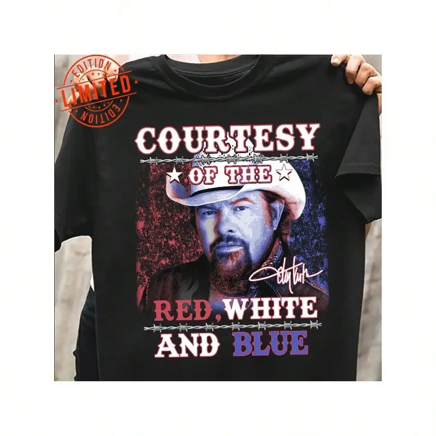 

Men's Toby Keith Signature Graphic T-Shirt - Red White & Blue Patriotic Design, Short Sleeve, Crew Neck, Casual Fit