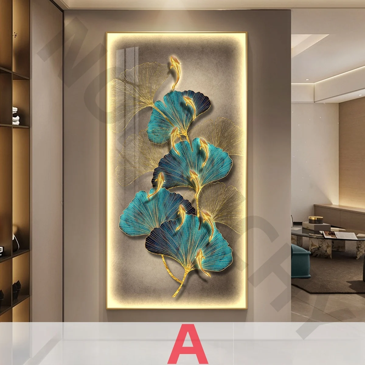 Led Light  Decorate living room dining room  orridor Bedroom staircase Simple Modern Hanging Painting Mural Ginkgo Mural Lamp