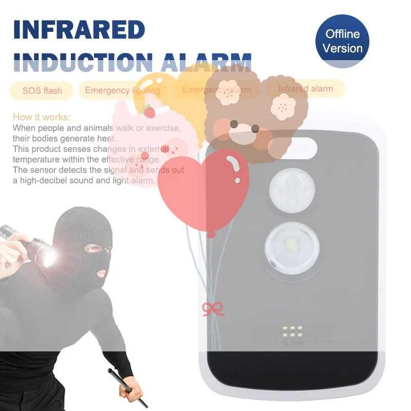 Perimeter Safe Alarm 125db 3 Modes Motion Detector Alarm Safety Anti-Theft Alert Portable Outdoor Camping Security Tools