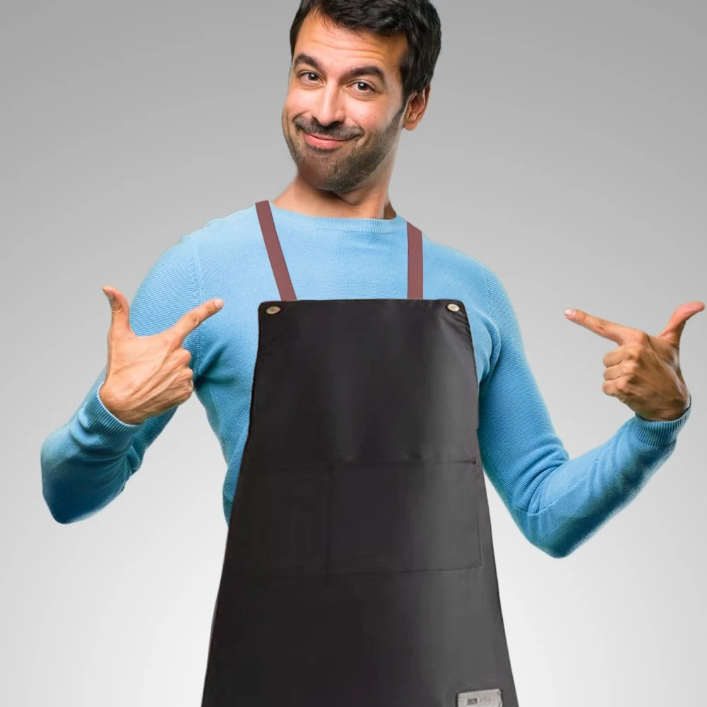 Kitchen Apron Men Women Waterproof Oil-proof Cooking Apron With Front Large Pockets Adjustable Bib Working Apron For Home Chef