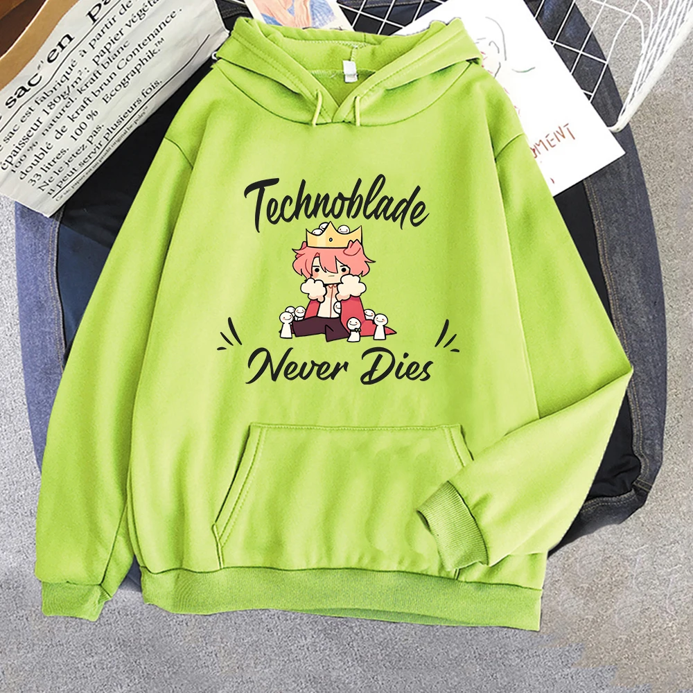 Dream SMP Game Crewneck Hoodie Retro Style Technoblade Never Dies Print Sweatshirt Funny Cartoon Tops Women/Men Kawaii Hoodies