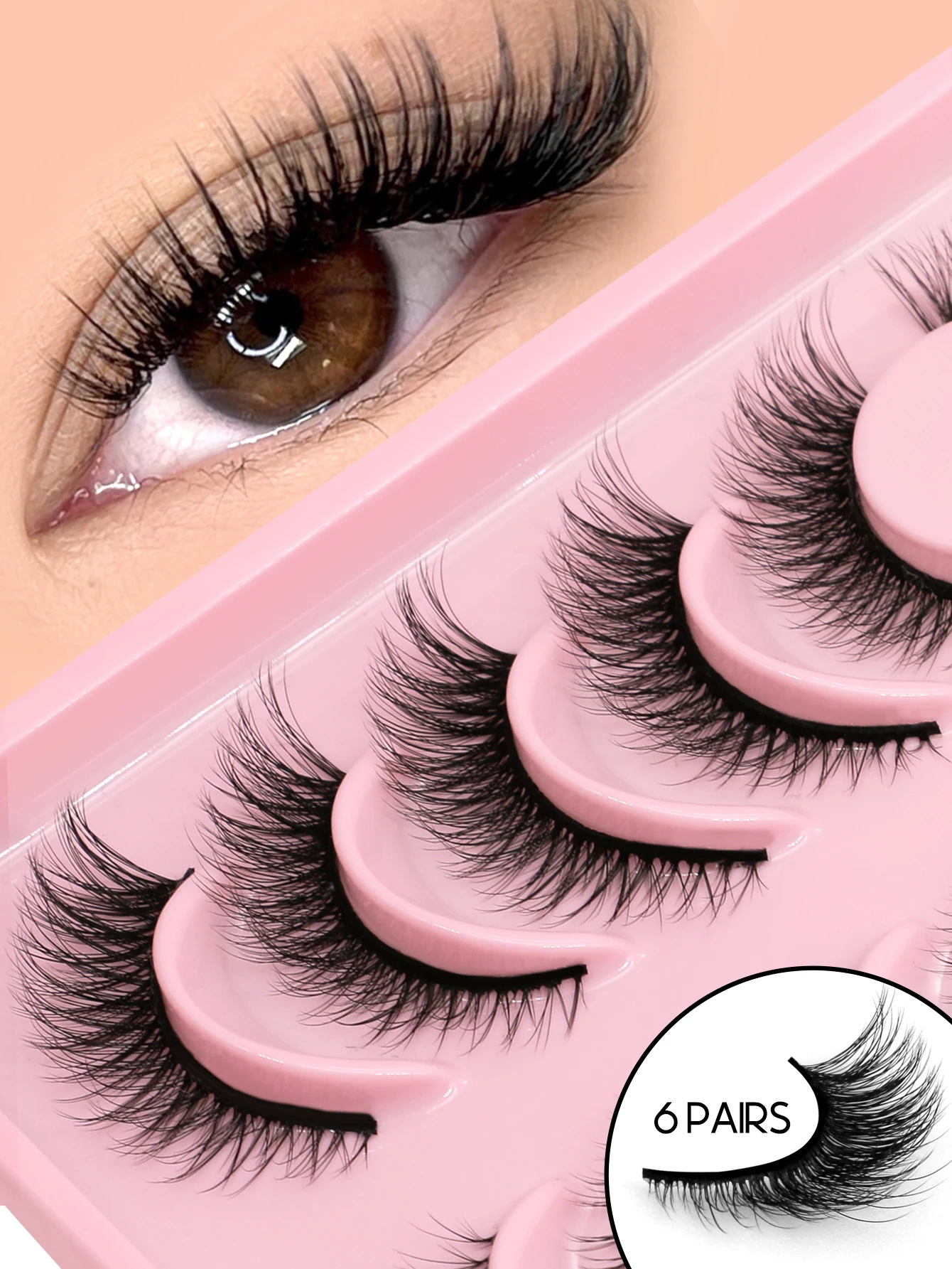 GROINNEYA False Eyelashes Cat Eye Eyelashes End Eye Elongated Fluffy Lashes Faux Mink Lashes Natural Look Eyelash Extension