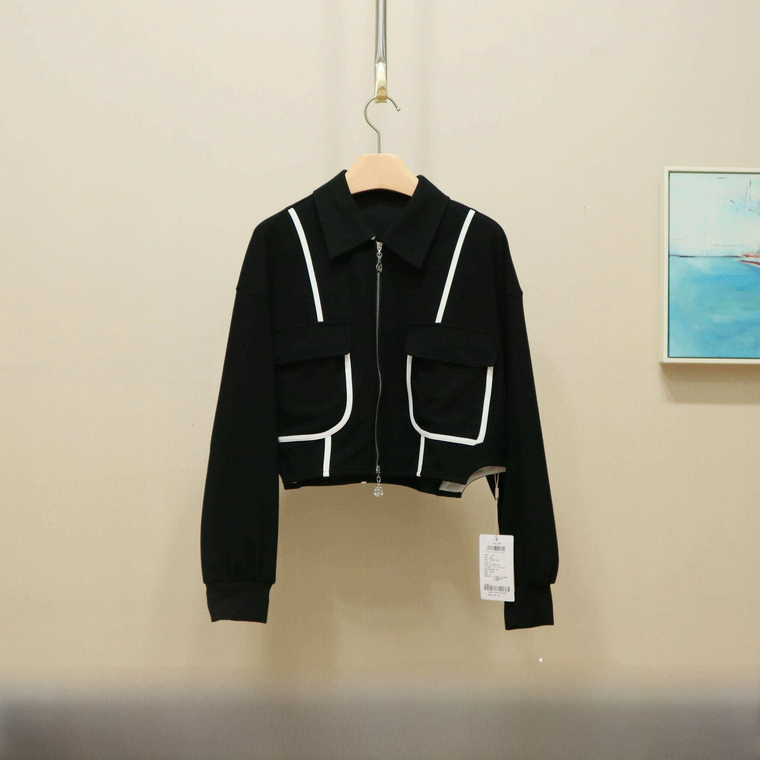 

Spring New Loose Color Blo ort Jaet Women's Commute Sle Outerwear Comfortable Fit ort Coat Collar Zipper Closure