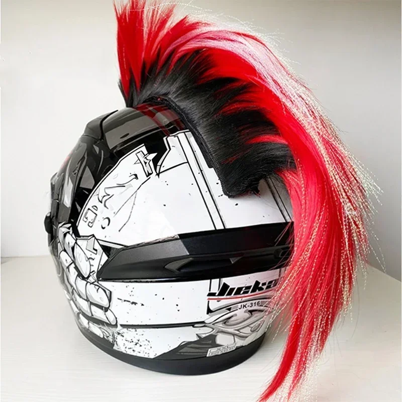 Motorcycle Mohawk Helmet Wig Punk Style Cockscomb Motocross Full Face Off-Road Dreadlocks Decoration Wig for Adults