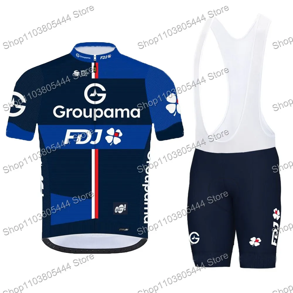 Groupama FDJ 2025 Cycling Jersey Set Summer Cycling Clothing Men Road Bike Shirts Suit Bicycle Bib Shorts MTB Maillot Uniform