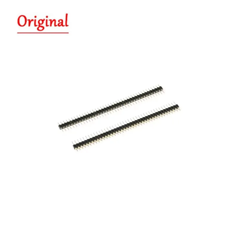 5pcs NEW 40Pin 1x40 Pin 2.54mm Pitch DIP Single Row Male Round Pin Breakable Pin Connector Strip Needle Gold Plated PCB Board