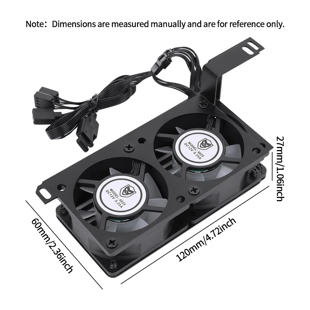 1 szt. Chłodnica radiatora dla ARGB Syn wentylator chłodzący o niskim poziomie hałasu z podwójnym wentylatorem 60mm 6000-3600 obr./min 12V dla DDR/DDR2/DDR3/DDR4/DDR5