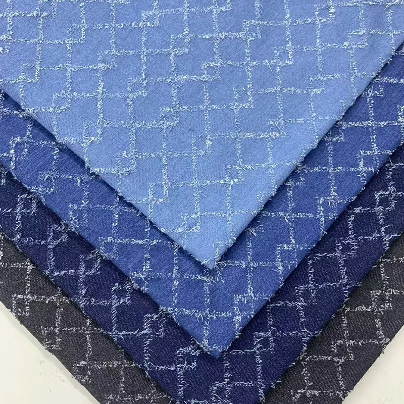 

Джинсовая ткань с геометрическим сетчатым узором для платьев, сумок, брюк, шапок, текстильная ткань «сделай сам», мягкая и носимая высококачественная стираная джинсовая ткань