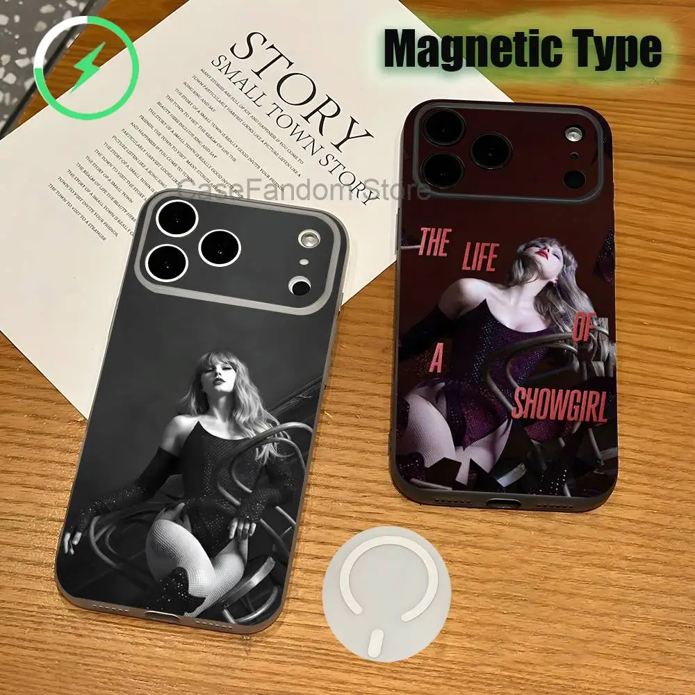 

L-Life of S-Showgirl T-Tay-lorS Transparent White Phone Case For iPhone 17,16,15,14,13,12Pro,Max,Plus Magnetic Wireless Charging