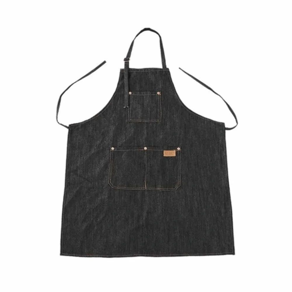 Lightweight Denim Apron Uniform Waterproof Adjustable Salon Working Clothes Professional Oil-proof Barber Cloth Wrap Kitchen