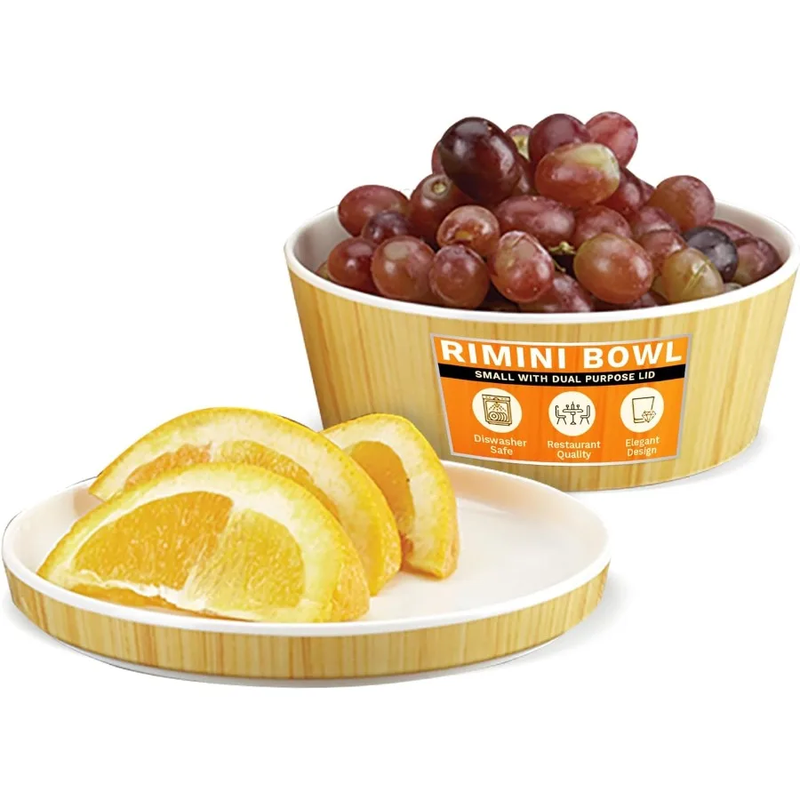 

Rimini Small Bamboo Bowl with Plate Top Lid Covered Bowl