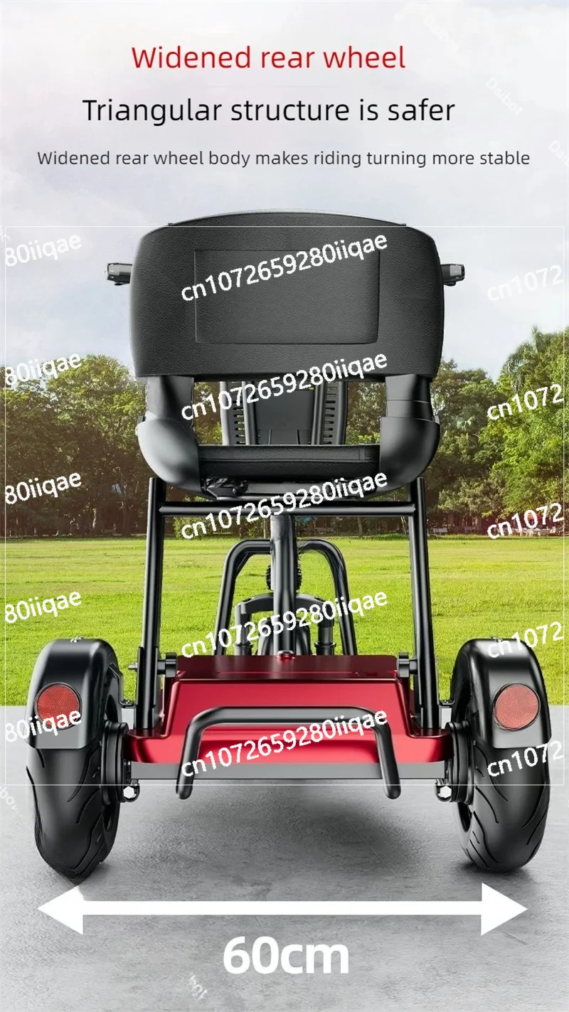 

With Pull Rod Dual Motor Electric Tricycle 1000W Lightweight Folding Mobility Scooter For Older People 3 Wheels Pre-Assembled