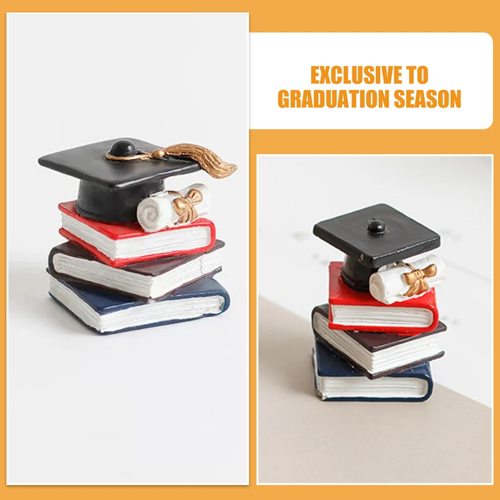 

3pcs Doctoral Cap Book Cake Toppers Graduation Decorations Resin Dessert Picks Cupcake Topper For Graduates Party Cake Decor