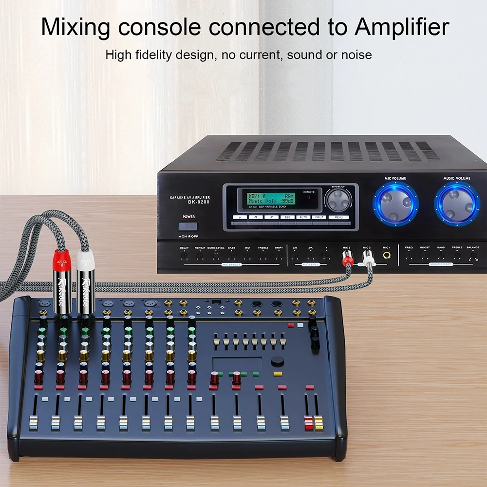 Cavo Audio da RCA a 1/4 doppio cavo di interconnessione Audio Stereo da 1/4 pollici TS a doppio RCA per amplificatore Mixer altoparlante TV e altro