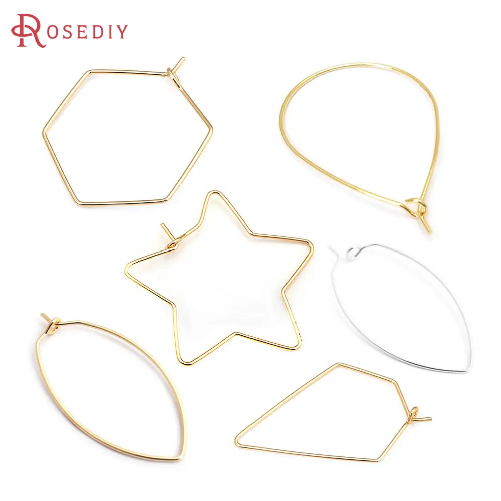 

20PCS 18K Gold Color Long Oval Earrings Hooks High Quality Jewelry Making Supplies Earrings Diy Accessories