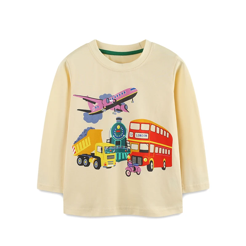 Western style children's long-sleeved T-shirt 26 autumn new arrival cartoon car print boy's long-sleeved top dropshipping