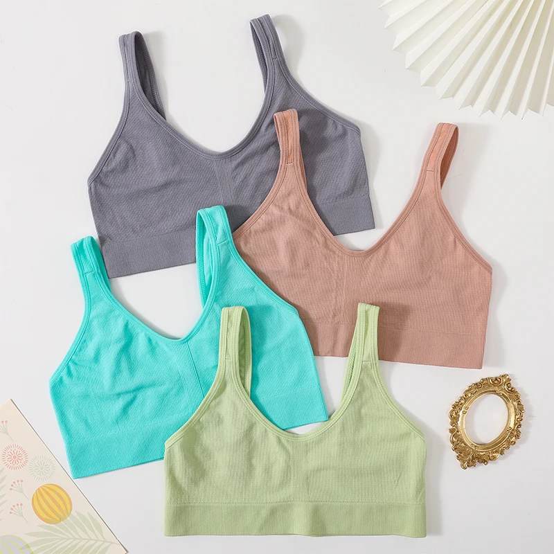 Damen Tube-Top, gerippter BH, nahtlose Unterwäsche, V-Ausschnitt, Bralette, Crop-Top, weicher, bügelloser BH, sexy Dessous, ungefütterte Bandeau-BHs