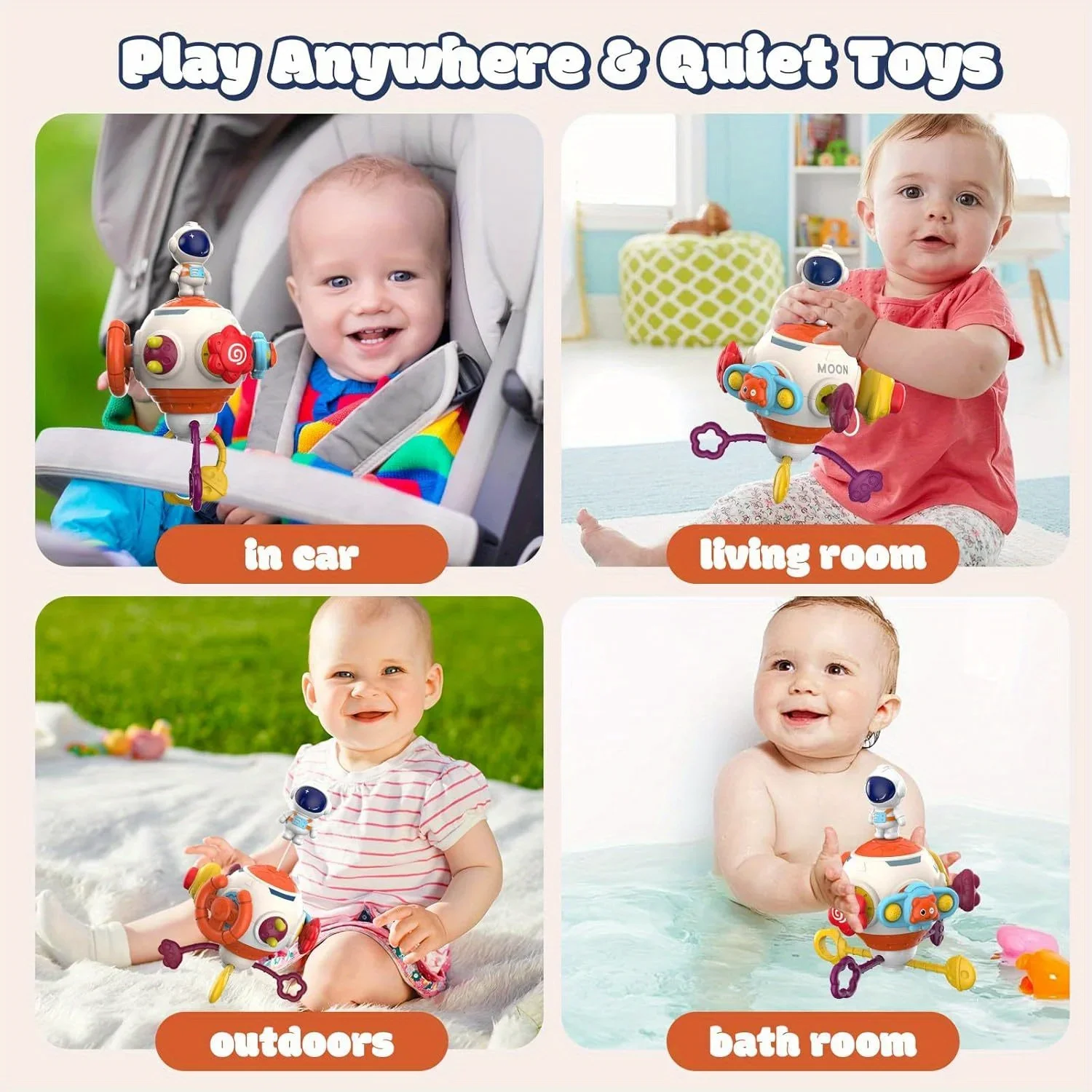 Baby Fine Motor Skills Hands Grip Ability Training Learning Toys,8 In 1 Sensory Busy Cube Board-Travel Activities for Kids