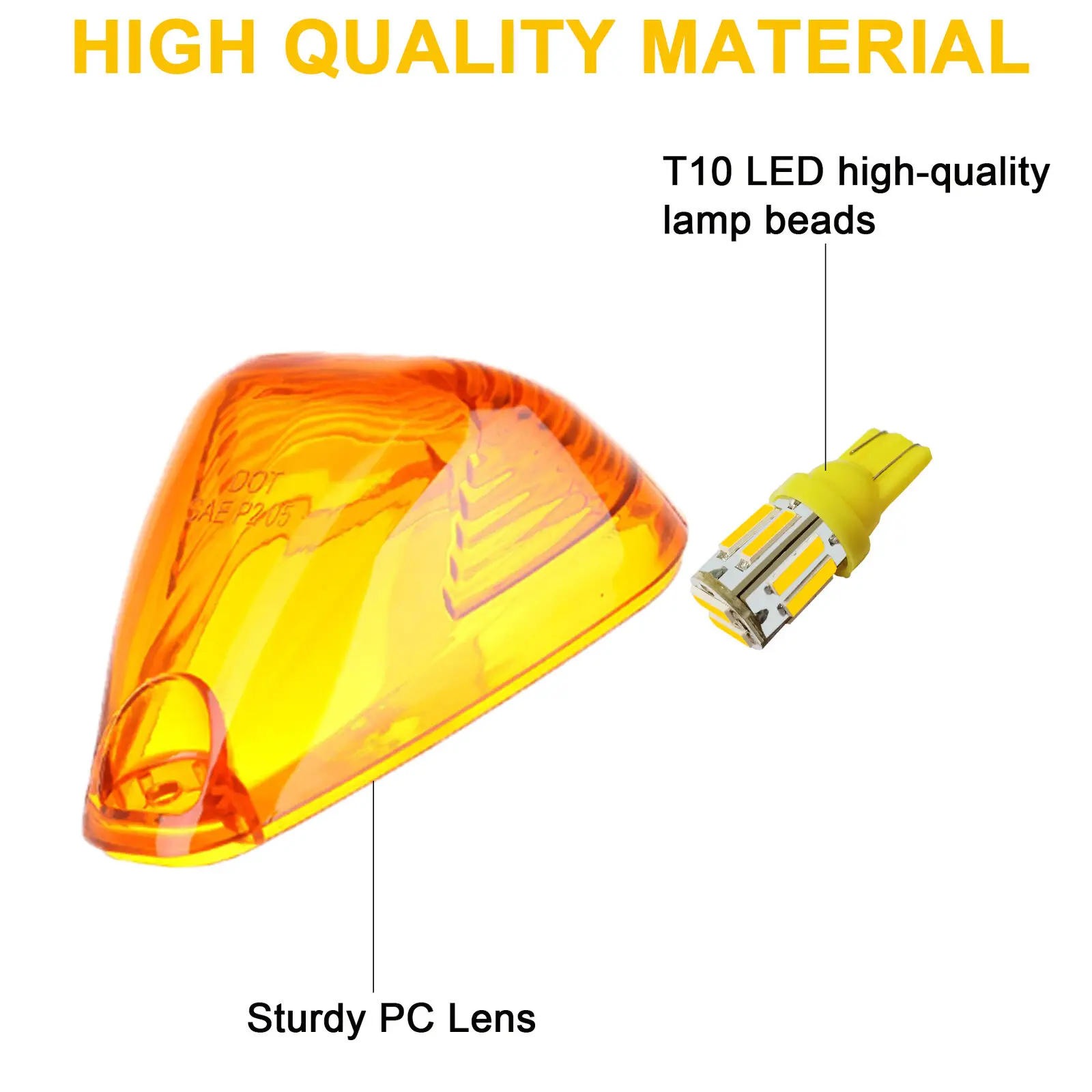 Winetis 앰버 LED 캡 루프 클리어런스 러닝 마커 라이트, 앰버 커버 렌즈, 포드 F-250 F-350, 슈퍼 듀티 픽업 트럭용, 5 개