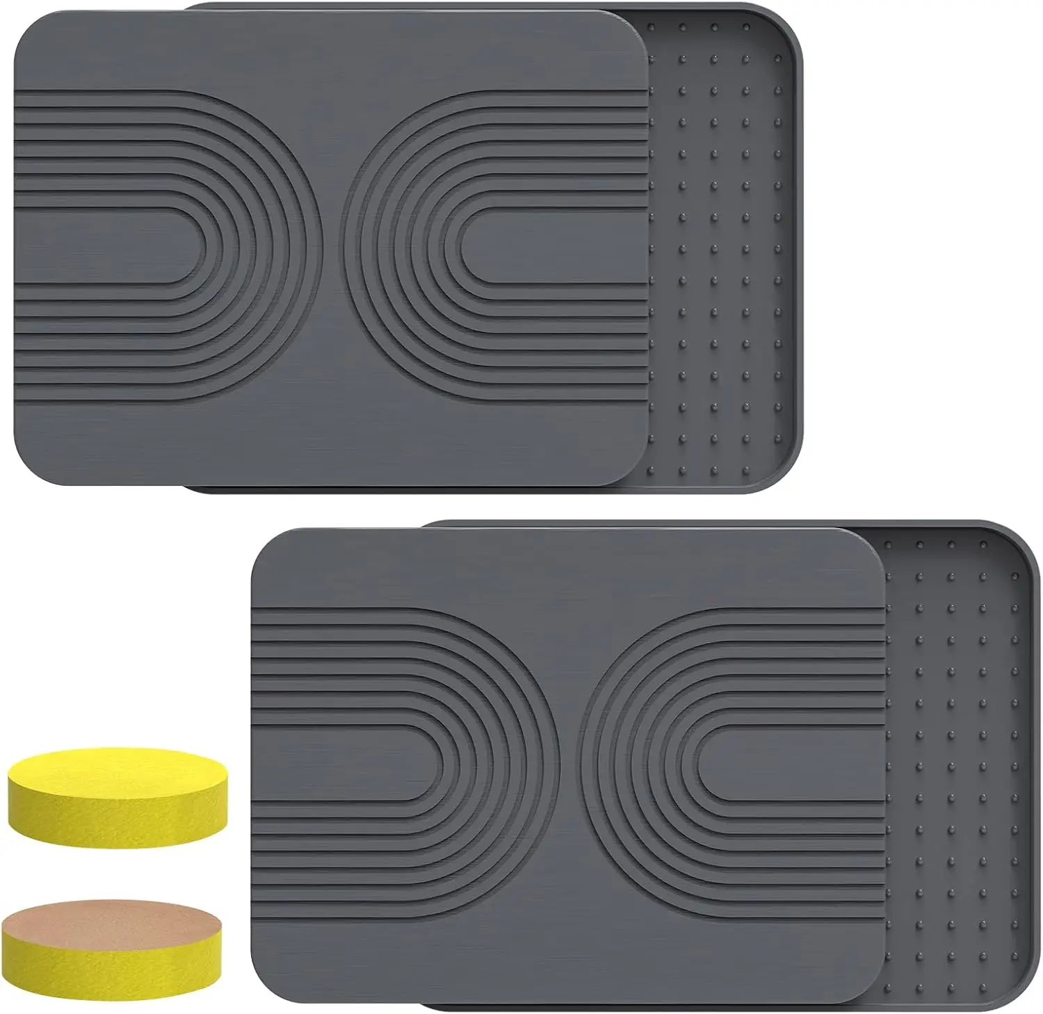 

2 PCS Stone Dish Drying Mat ＆ Silicone Mat for Kitchen Counter – Diatomaceous Earth Bath Mat for Bathroom, 16.14"L×1