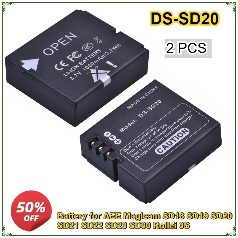 

DS-SD20 Battery SD20 DS SD20 Batteries for AEE Magicam SD18 SD19 SD20 SD21 SD22 SD23 SD30 Rollei 3S Action Sports Camera Bateria